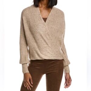 NWT Max Studio Wrap Sweater Ribbed Soft Acrylic Blend Cream Sz Small